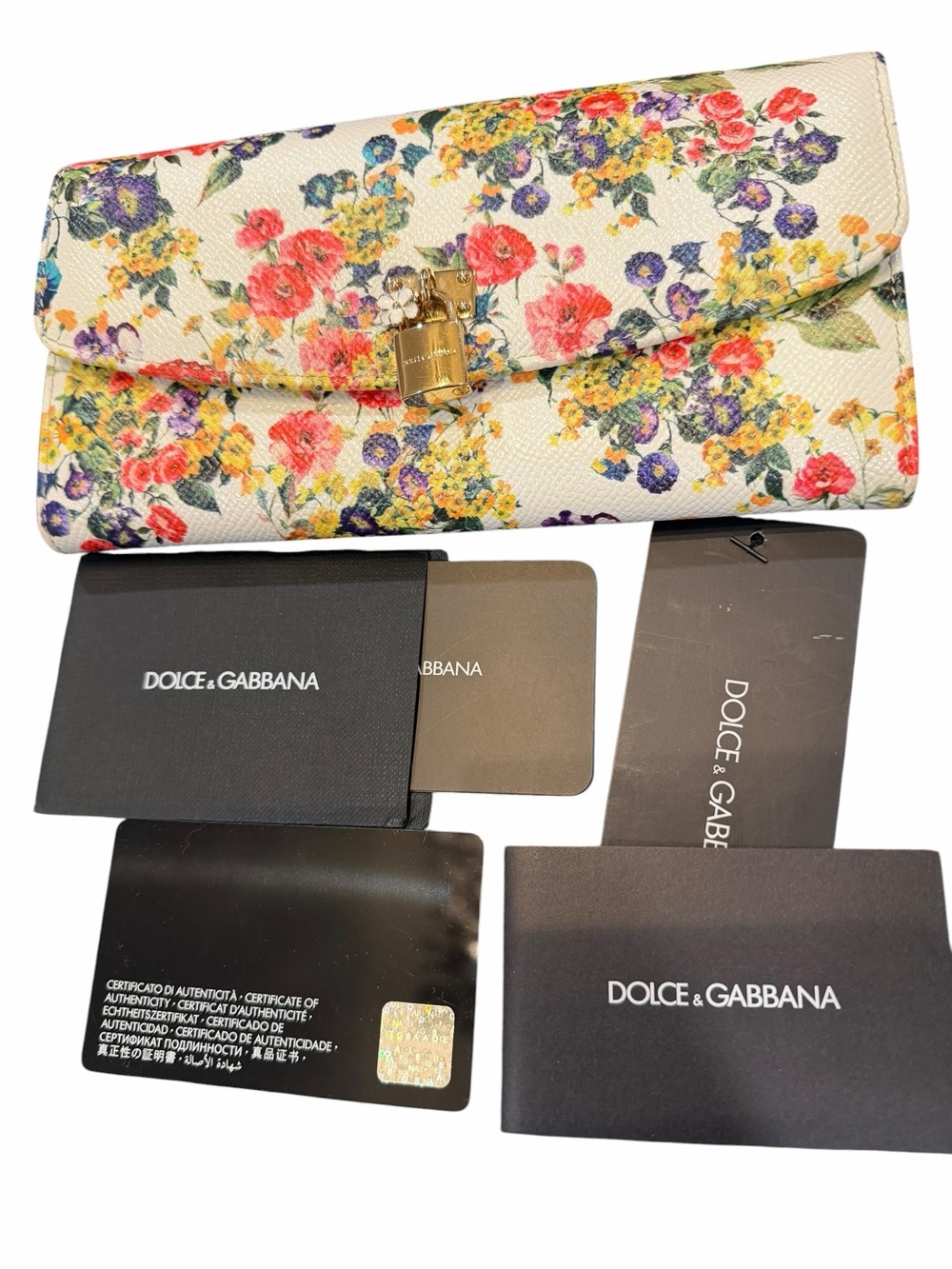 Dolce & Gabbana White Floral Envelope Wallet with Multicolor Bouquet Print - Picture 8 of 9